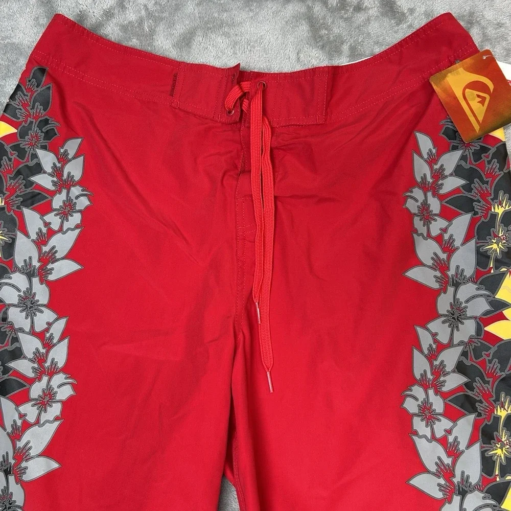 2-Pack Quiksilver Boardshorts Mens Size 36 Red Floral Surf Swim Beach Trunks-NWT